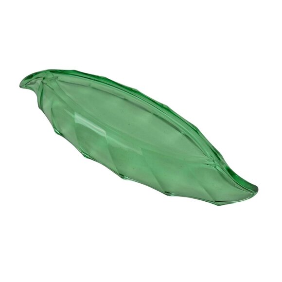 Vintage Heisey Dish Moongleam Twist Green Leaf-Shaped Celery Relish Candy - Picture 9 of 10